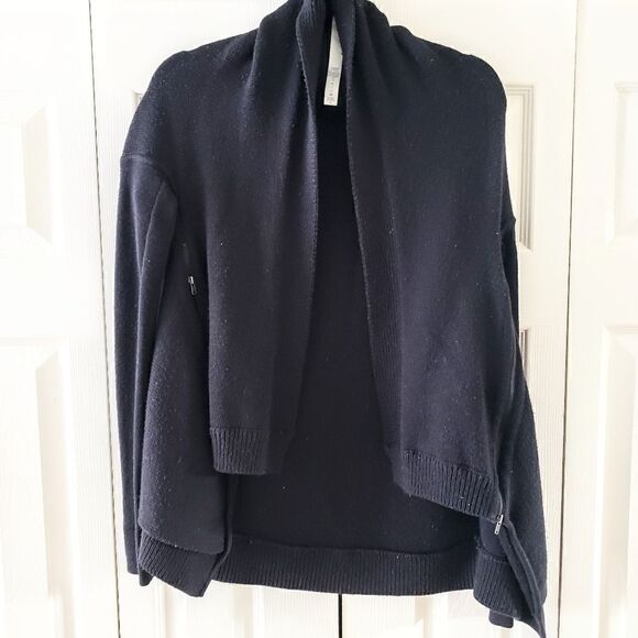Lululemon Athletica Black Merino Wool Open Cardigan Sweater Size 2 - Picture 1 of 6